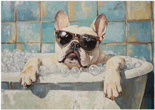 Bulldog taking puzzle bagno - bulldog,