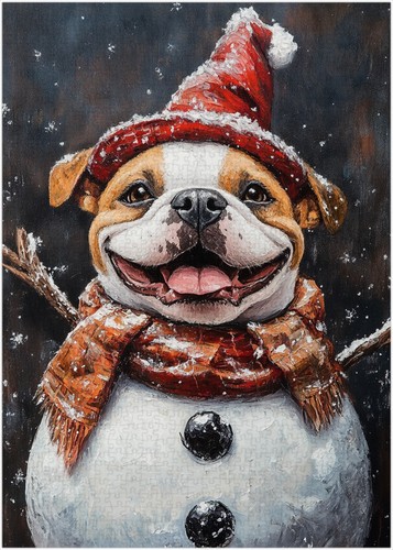 Pupazzo neve bulldog puzzle - pupazzo, di